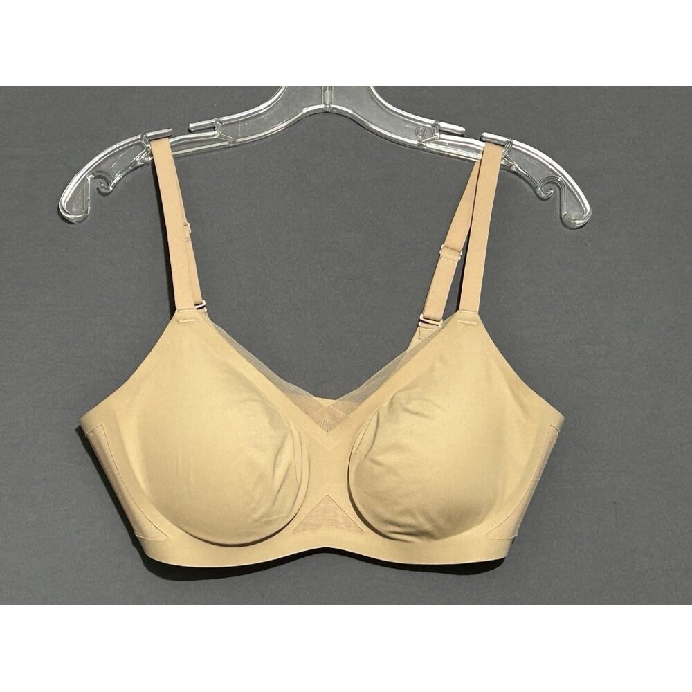 Honey Love Crossover Bra Sz 36B/C Nude Beige Wireless Removable Pads
